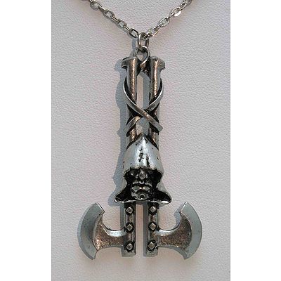 Pewter Double Axe & Hooded face Pendant