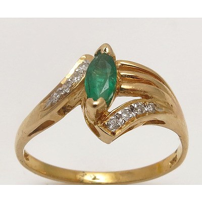 14ct Gold Emerald & Diamond Ting