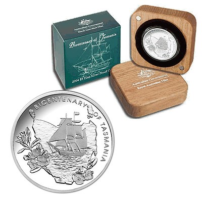 Australia 2004 $5 Silver Proof Coin - Tas Bicent