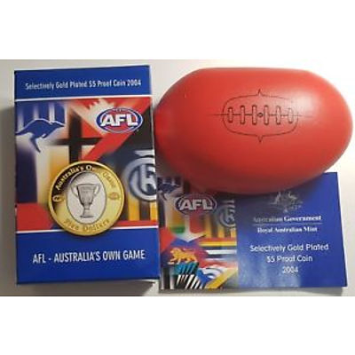 Australia 2004 $5 Proof Coin Afl Football