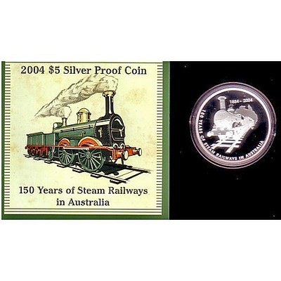 Australia 2004 $5 Silver Proof Coin Steam Railways