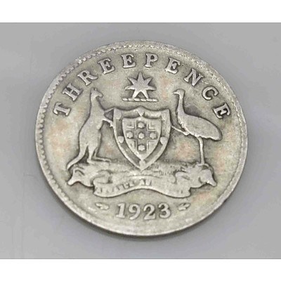 Australia Silver Coin: Geo V Silver Threepence 1923 (Scarce Date)