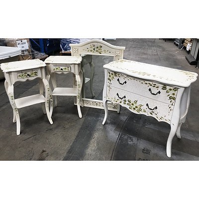 Floral Painted Antique-Style Bedroom Furniture
