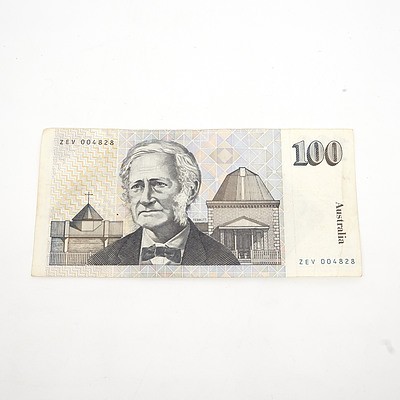 One Australian $100 Dollar Paper Note Tebutt/Mawson, ZEV004828