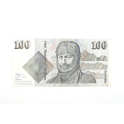 One Australian $100 Dollar Paper Note Tebutt/Mawson, ZEV004828