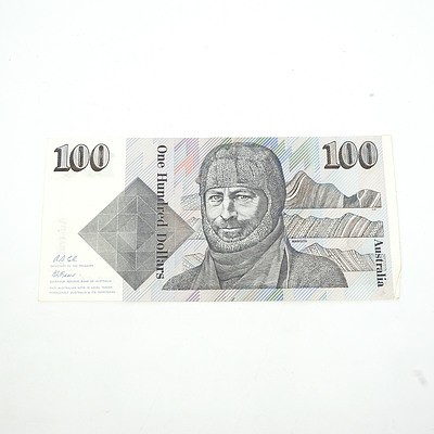 One Australian $100 Dollar Paper Note Tebutt/Mawson, ZJP600629