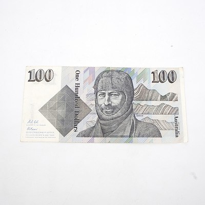 One Australian $100 Dollar Paper Note Tebutt/Mawson, ZJH806570