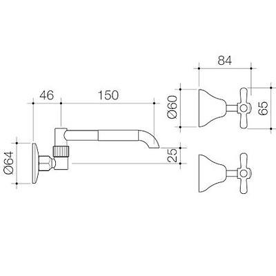 Caroma Tasman II Laundry Tap Set - Brand New - RRP $120.00