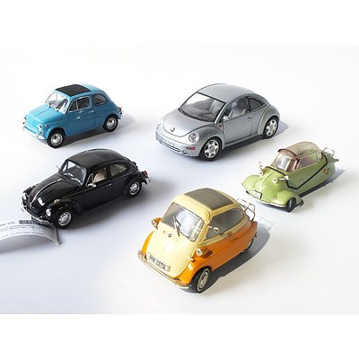 Assorted European Compact 1:18 & 1:24 Scale Model Cars - Lot of 5