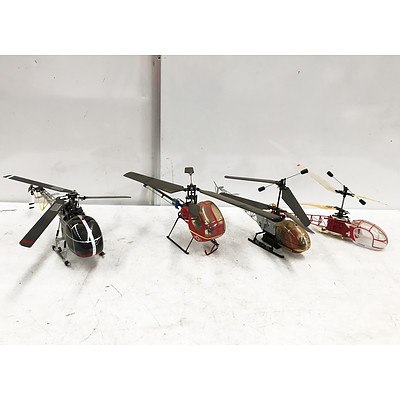 Lot of Four RC Model Helicopters