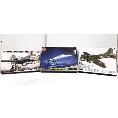 Three Plastic Model Plane Kits