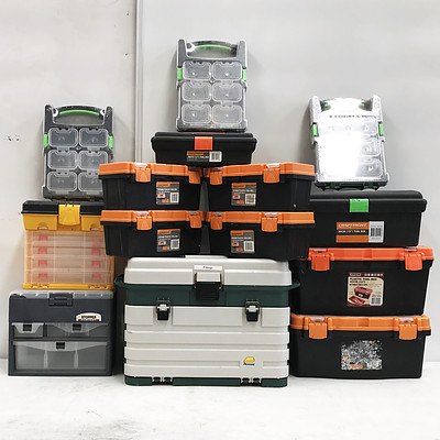 Lot of 14 Toolboxes and Storage Containers