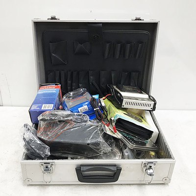 Large Metal Silver Brief Case and Contents