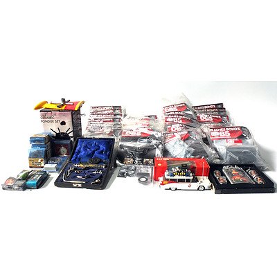 30+ James Bond DB5 Aston Martin Collectable Magazines , Lego GhostBusters Car, Programmable Digital Servos, Ceramic Fondue Set, Flask with Four Shot Cups, Vintage Otoscope and More