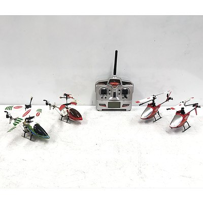 Four Mini Twister RC Helicopters and Remote Control
