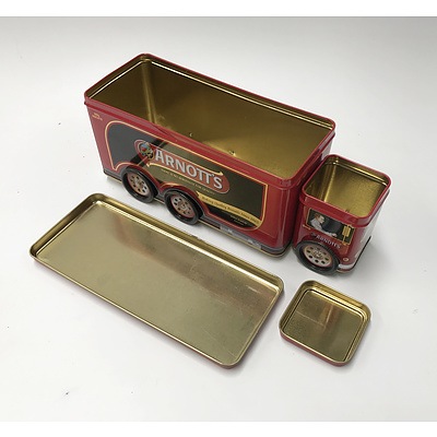 Four Arnott's Truck Shaped Tins with Removable Tops