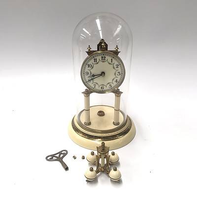 Vintage Mantle Clock With Glass Dome