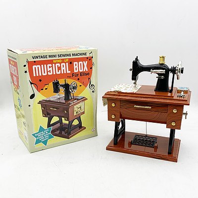Vintage Mini Sewing Machine Wind Up Musical Box