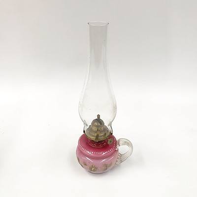Portable Pink Patterned Oil Lamp with Oblong Lamp Shade