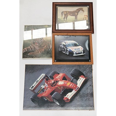 Two Racing Prints and Two Animal Prints