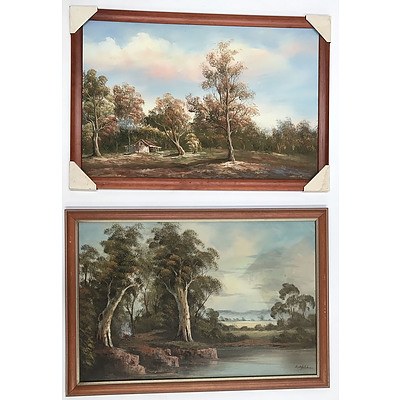 Four Framed Scenery Paintings Marked C. Edmond, K. Hill, H. Burns, Wells