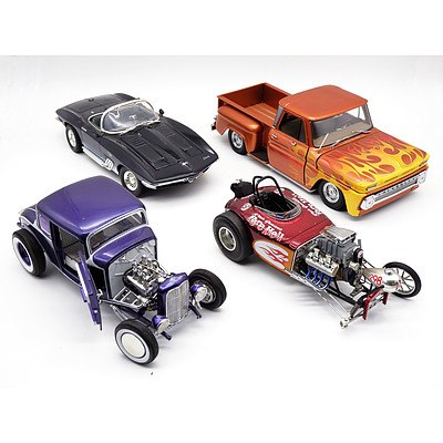 Assorted Hot Rods 1:18 Scale Model Cars - Lot of 4