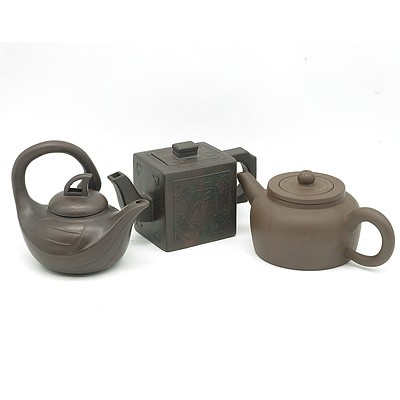 Three Chinese Yixing Teapots