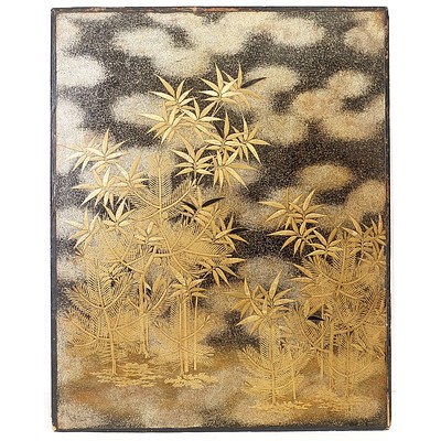 Good Japanese Finely Lacquered Wood Panel, Early 20th Century