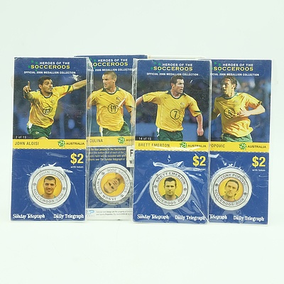 Four 2006 Socceroos Medallions Including John Aloisi, Brett Emerton, Jason Culina and Tony Popovic