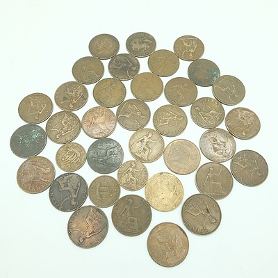 Assortment of Mixed Half Pennies and Pennies
