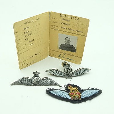 British Commonwealth Forces ID Card and Service Badges