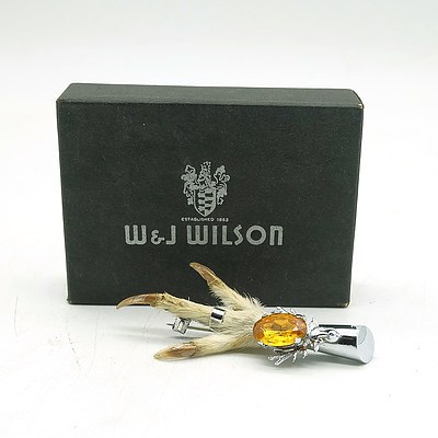 W&J Wilson Faux Birdfoo, Citrine and Sterling Silver Brooch