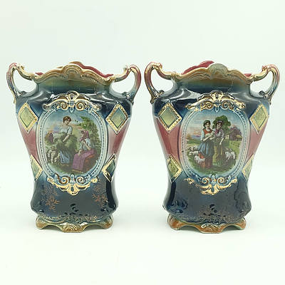 Pair of Vintage Mantle Vases