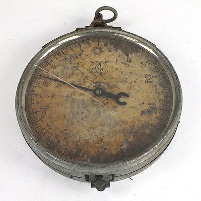 Antique Salter Hanging Scale with Nickel Plated Rim