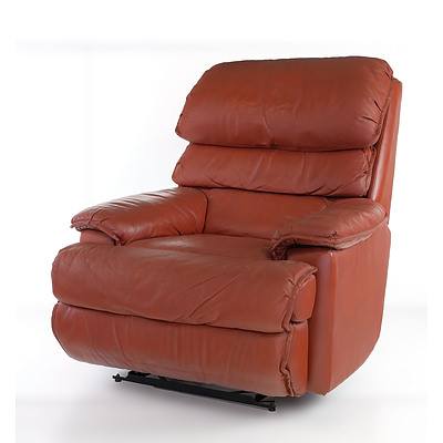 Moran Reddish Tan Leather Upholstered Reclining Armchair