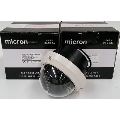 Micron IR Vandal Dome CCTV Camera - Lot of Two - Brand New - RRP $600.00