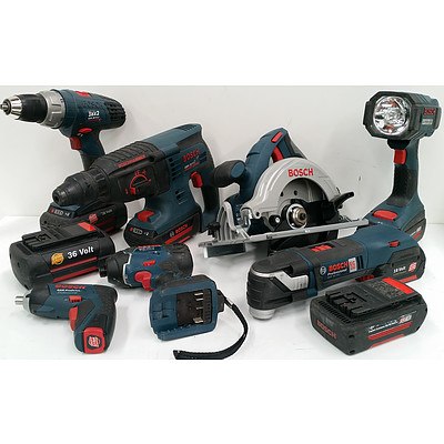 Bosch 18 Volt and 36 Cordless Powers Tools - Lot of Seven