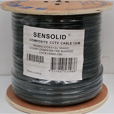 Sensolid RG59/U Composite Coxial  CCTV Cable 75 Ohm - 100 Meters