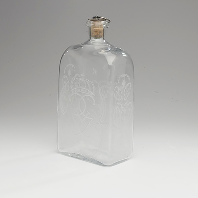 Victorian Glass Decanter With Etched Royal Cypher