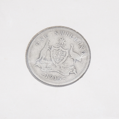 1915 L Australian One Shilling .925 Silver