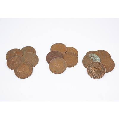 Group of 15 Australian Pennies 1922-1923-1924