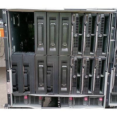 HP BladeSystem c7000 Enclosure w/ Six HP ProLiant Blade Servers