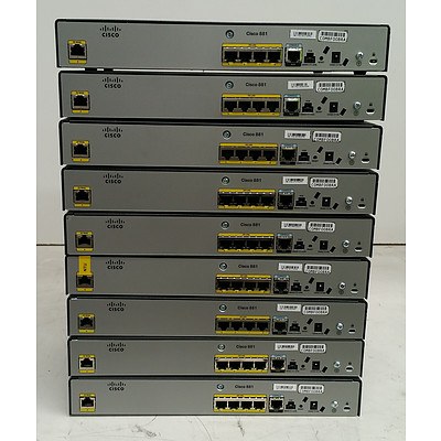 Cisco (CISCO881-SEC-K9 V01) 800 Series Routers - Lot of Nine