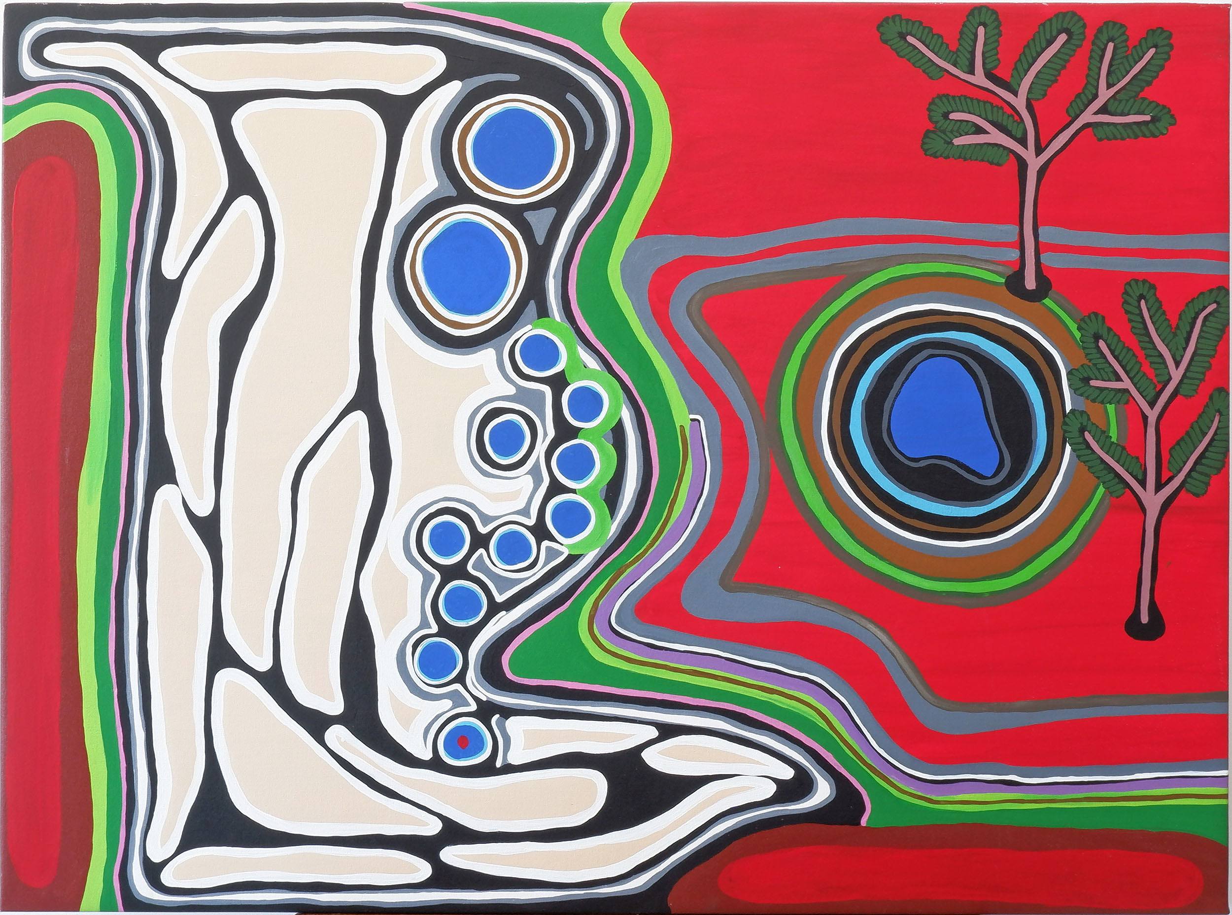 'Andrea Pindan (1972-) Wirnpa Jila, Acrylic on Canvas'