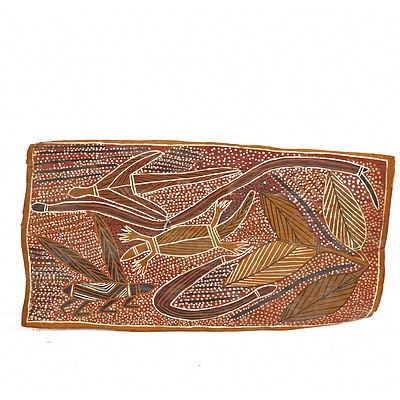 Aboriginal Artist Unknown (Arnhem Land) In the Style of Malangi, Ochres on Bark