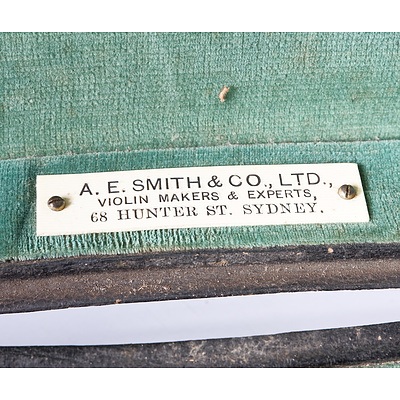 AE Smith Sydney Violin Case Together with an Old German Trade Violin Labelled Paolo Maggini