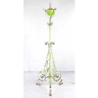 Victorian Wrought Iron Floor Lamp Converted to Electricity