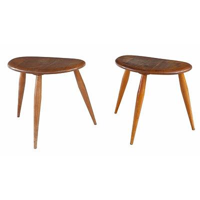 Suite of Three Ercol Solid Elm Top Side Tables