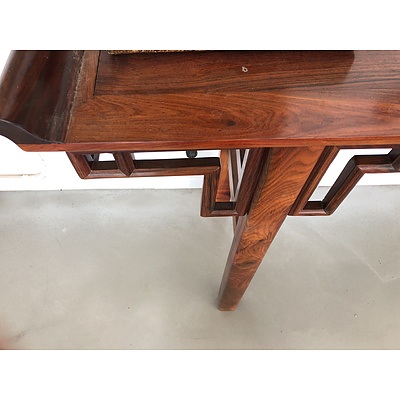 Chinese Huanghuali Type Rosewood Altar Table with Exceptional Grain Figure, Mid to Late 20th Century