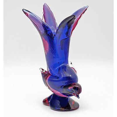 Good Quality Italian Murano Glass Cased 'Sommerso' Glass Bird Form Vase